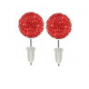 Boucle d'oreille en acier chirurgical boule multi cristaux de couleur cristal Rouge