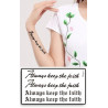 Tatouages Temporaires Lettres Always keep the Faith 