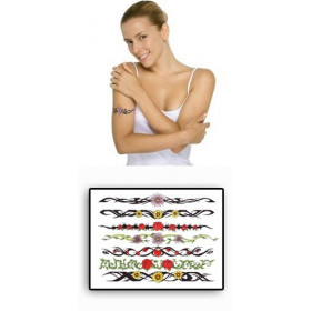 Tatouages Bracelets Fleurs Tribal temporaires