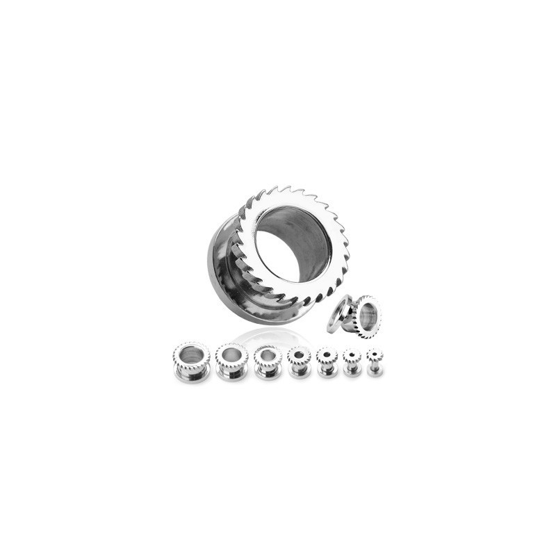 Piercing ecarteur plug Tunnel d oreille motif lame de scie en acier chirurgical 