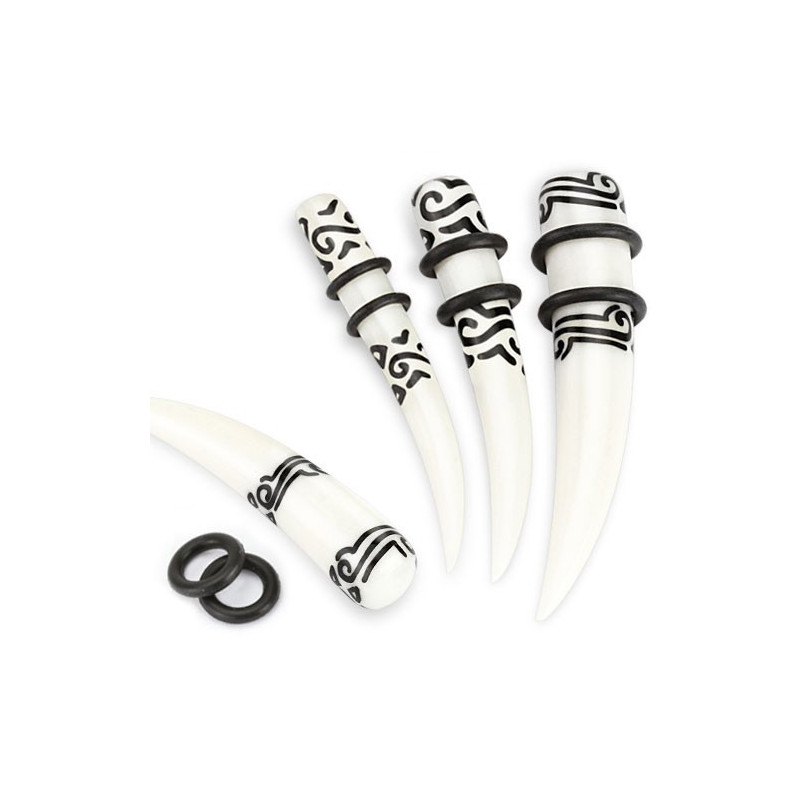 piercing ecarteur Expendeur Aztec en os noir et blanc