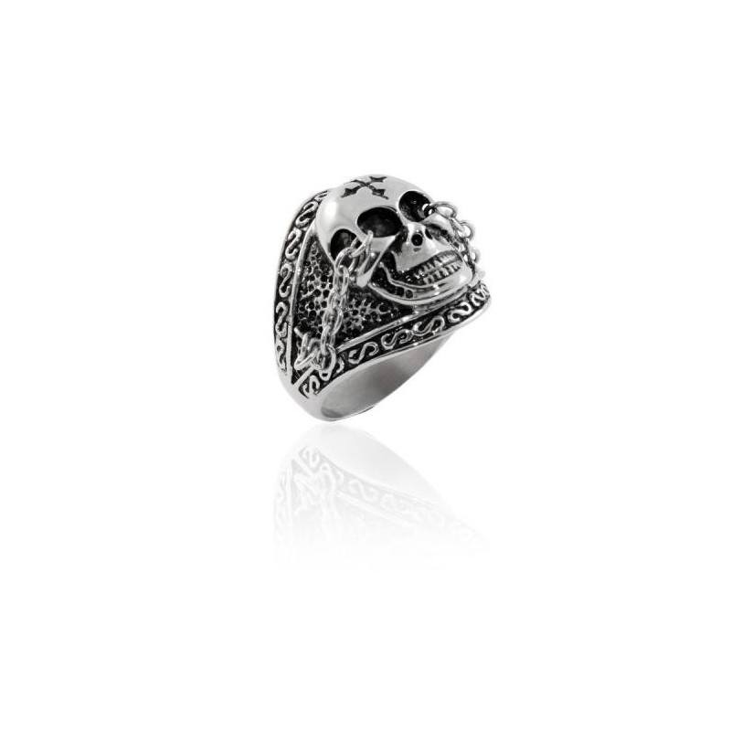 Bague acier tête de mort bijou homme en acier inoxydable