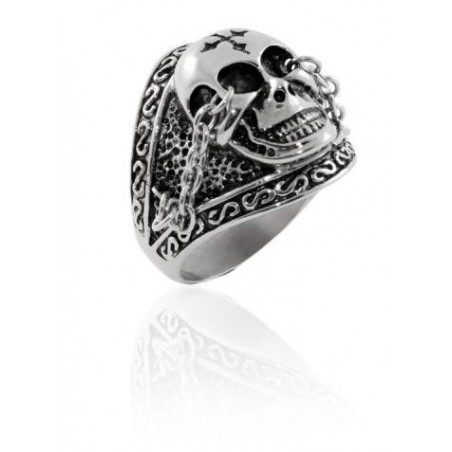 Bague acier tête de mort bijou homme en acier inoxydable