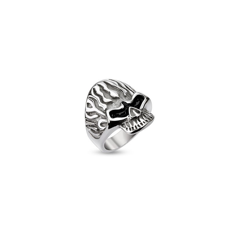 Bague homme tête de mort en acier de 25mm bijou acier bicker et gothiquer