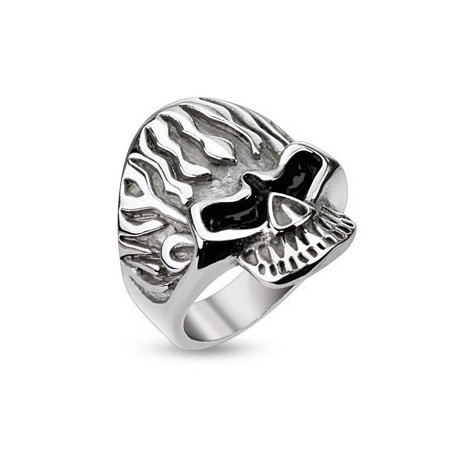 Bague homme tête de mort en acier de 25mm bijou acier bicker et gothiquer