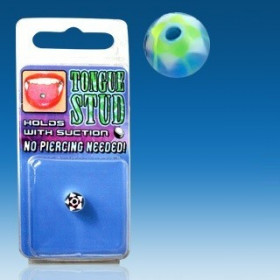 Faux piercing langue Phosphorescent bille Bleu fluo motif étoile