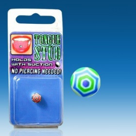 Faux piercing Langue Phosphorescent bille bleu et vert