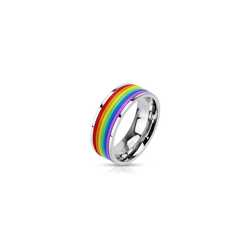 Bague homme femme en acier chirurgical inoxydable couleur gay pride party