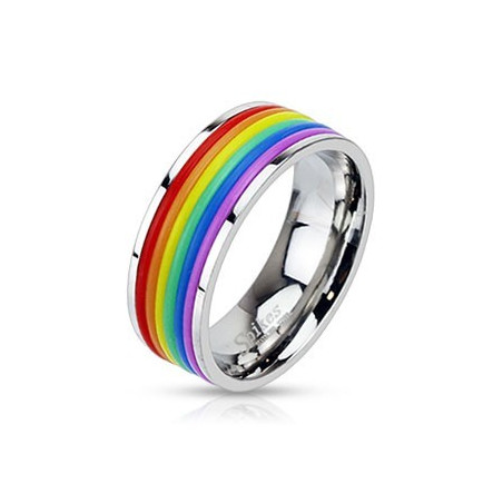 Bague homme femme en acier chirurgical inoxydable couleur gay pride party