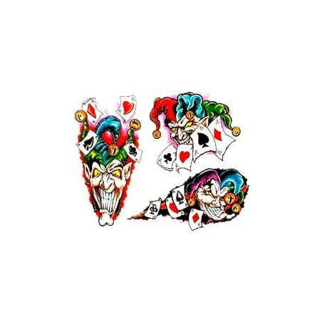 5 Feuilles De Tatouages Temporaires Halloween Joker/Clown - Idéal Pour Déguisement, Mascarade Et Cosplay - 8