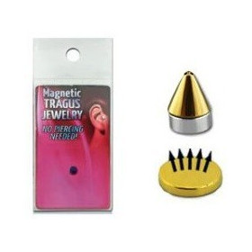 Faux piercing aimenté magnétique Spike pointe titane Doré