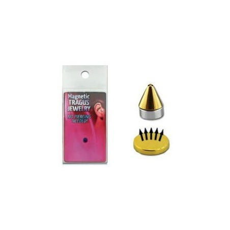 Faux piercing aimenté magnétique Spike pointe titane Doré