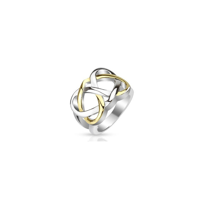 Bague celtique pour femme en acier inoxydable bicolor acier et or