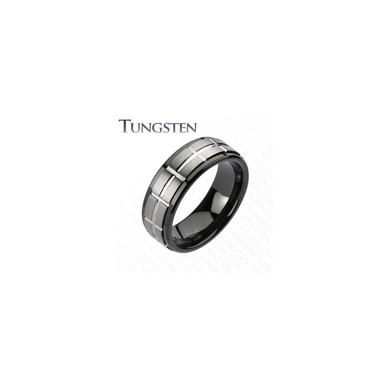 Bague anneau en tungsten noir pour homme bague haute resistance