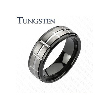 Bague anneau en tungsten noir pour homme bague haute resistance