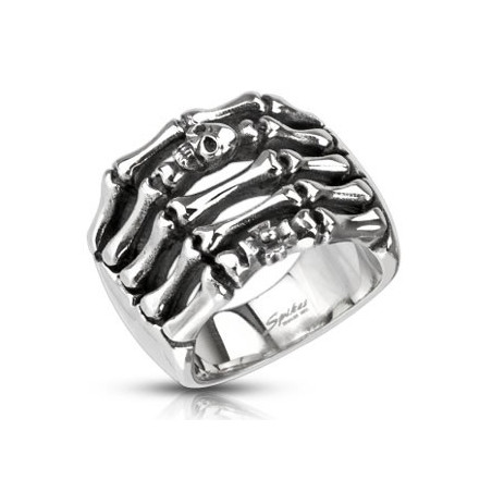 Bague squelette tête de mort bague bijou pour homme en acier inoxydable 316L