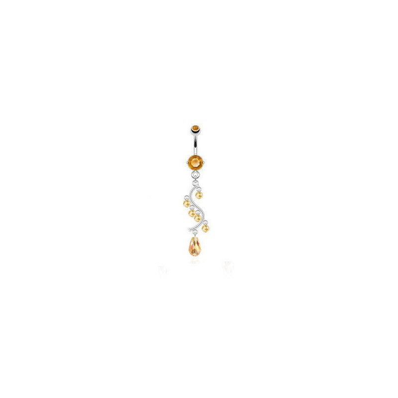 Piercing nombril en acier chirurgical chandelier couleur Taupaze jaune