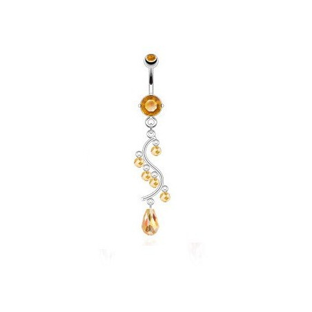 Piercing nombril en acier chirurgical chandelier couleur Taupaze jaune