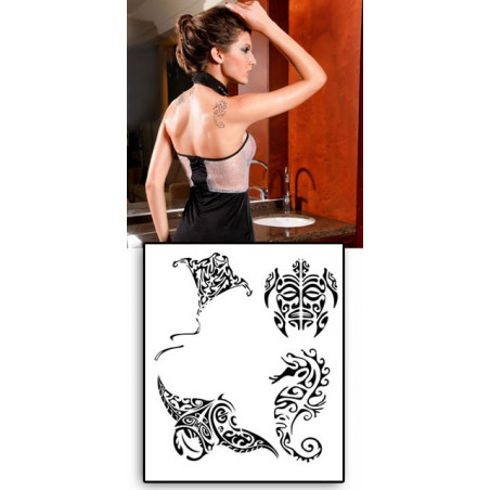 Tatouages temporaires maori et polynesien Raie Tortue 