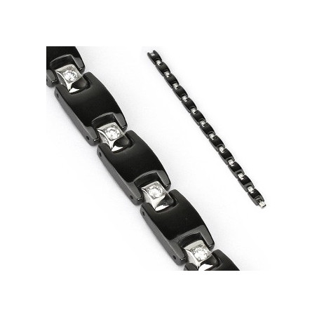 Bracelet pour homme homme acier noir et zirconium