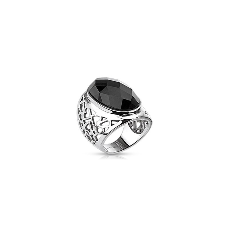 Bague femme Acier inoxydable de qualité UTA universite onix noir