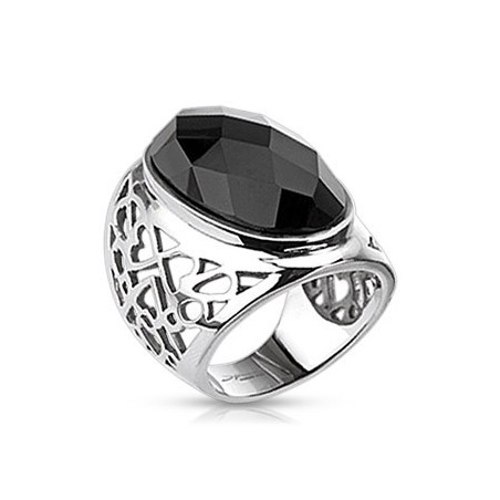 Bague femme Acier inoxydable de qualité UTA universite onix noir