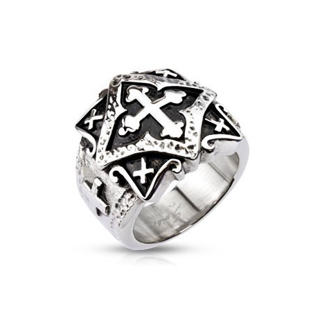 Bague pour homme en acier inoxydable motif multi croix celte