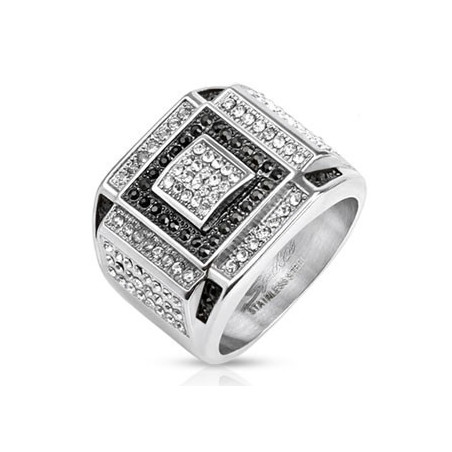 Bague chevalière universitaire pour homme en acier Hight school carré