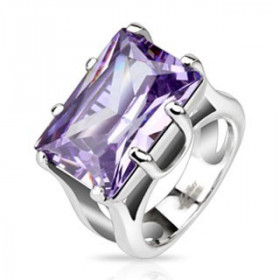 Bague femme Acier chirurgical Amethyste facettes