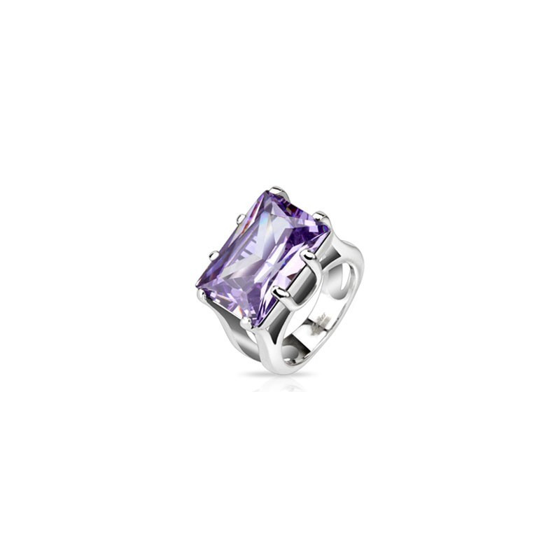 Bague femme Acier chirurgical Amethyste facettes