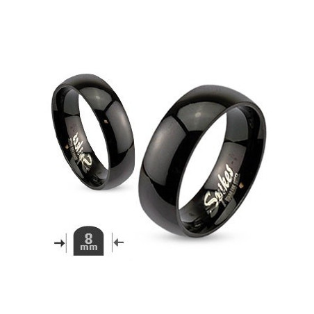 Bague homme en acier chirurgical inoxydable anneau acier noir 8mm