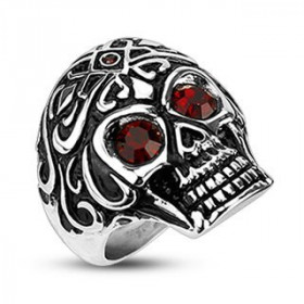 Bague Skull homme acier chirurgical inoxydable Tête de mort tribal