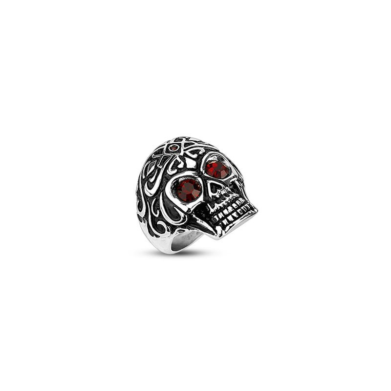 Bague Skull homme acier chirurgical inoxydable Tête de mort tribal