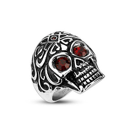 Bague Skull homme acier chirurgical inoxydable Tête de mort tribal