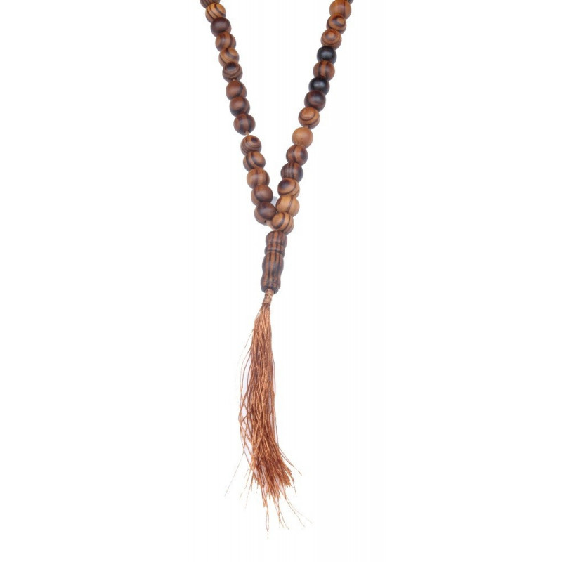 Collier chapelet Mala tibetin perle en bois naturel de couleur marron