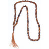 Collier chapelet Mala tibetin perle en bois naturel de couleur marron pas cher
