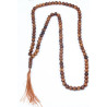 Collier chapelet Mala tibetin perle en bois naturel de couleur marron pas cher