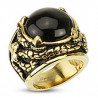 Bague homme pierre naturel Onyx motif Dragon acier inoxydable doré