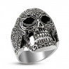 Bague homme skull tête de mort motif sculpté en acier inoxydable de qualité