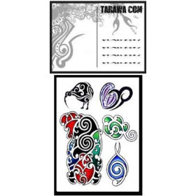Carte postale Maori tatouage temporaire
