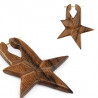 Boucles d'oreille hetnique pour femme motif étoile pleine en bois naturel fait main