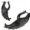 Boucle d'oreille ethnique pour femme motif Aile d'ange sculpteé en corne noir