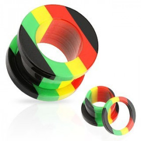 Piercing tunnel ecarteur oreille couleur rasta jamaique vert jaune rouge