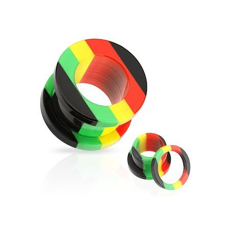 Piercing tunnel ecarteur oreille couleur rasta jamaique vert jaune rouge