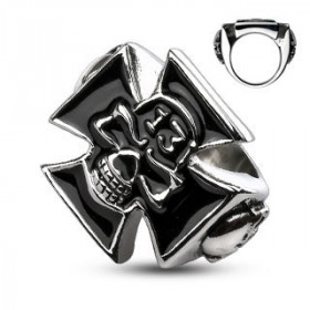 Bague acier inoxydable de qualité motif croix celtique tête de mort pour homme bicker skull