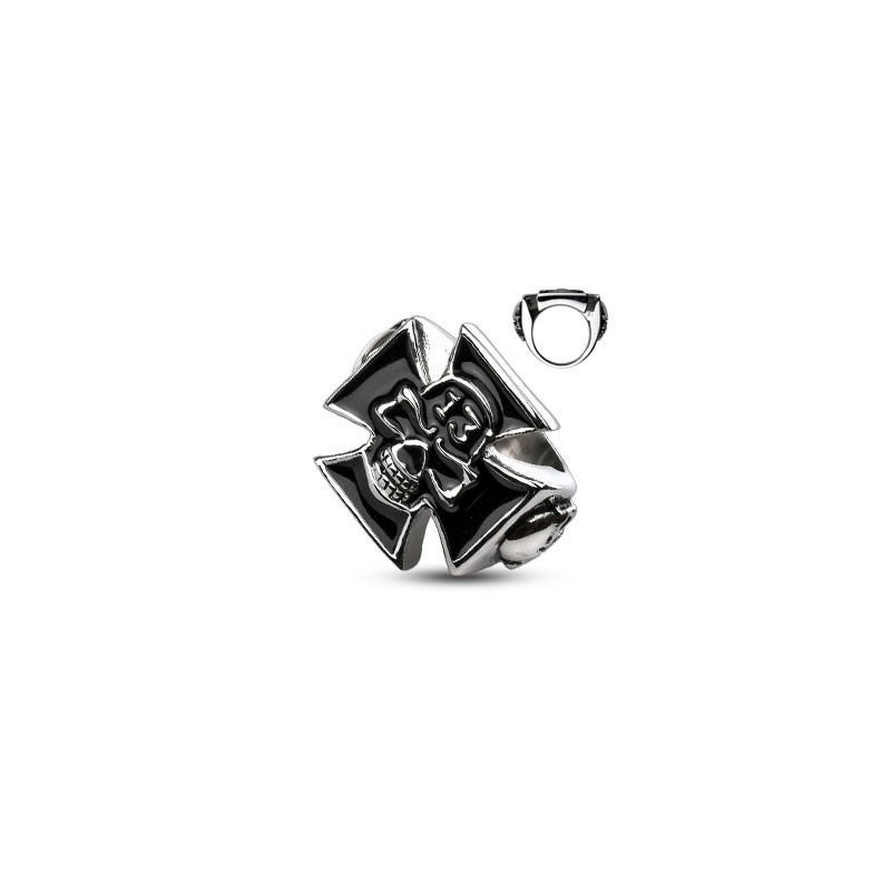 Bague acier inoxydable de qualité motif croix celtique tête de mort pour homme bicker skull