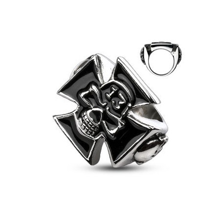 Bague acier inoxydable de qualité motif croix celtique tête de mort pour homme bicker skull