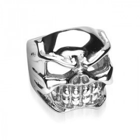 Bague skull en acier inoxydable motif tête de mort pour homme bicker