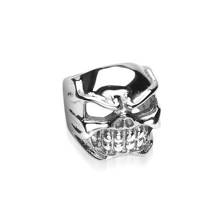 Bague skull en acier inoxydable motif tête de mort pour homme bicker