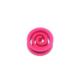 Plug spiral en silicone Rose fluo écarteur tunnel en bioflex de couleur rose fluo